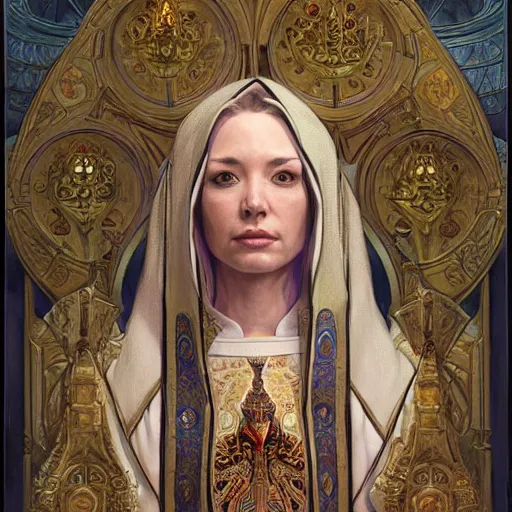 Image similar to The holy priest offers you herself portrait art by Donato Giancola and Bayard Wu, digital art, trending on artstation, 4k