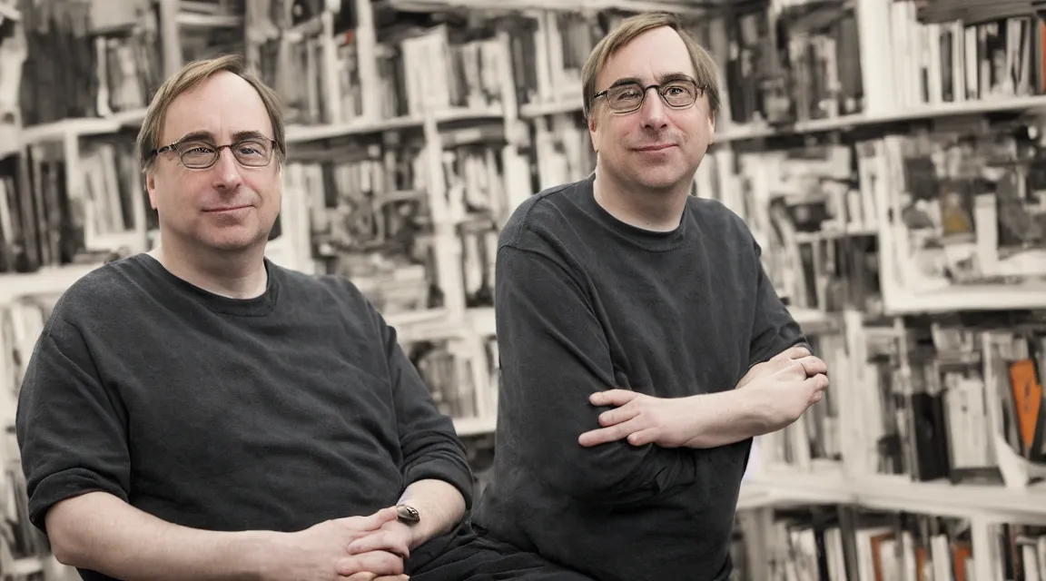 Image similar to portrait of Linus Torvalds taked by Annie Leibovitz