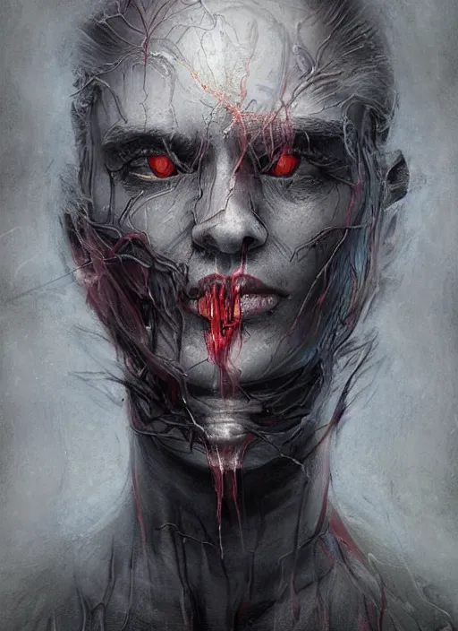 Image similar to dream portrait of a sleep paralysis demon standing over a person sleeping in bed in a dark ancient attic room,full character, melting ,8k,by tristan eaton,Stanley Artgermm,Tom Bagshaw,Greg Rutkowski,Carne Griffiths, Ayami Kojima, Beksinski, Giger,trending on DeviantArt,face enhance,hyper detailed,minimalist,cybernetic, android, blade runner,full of colour