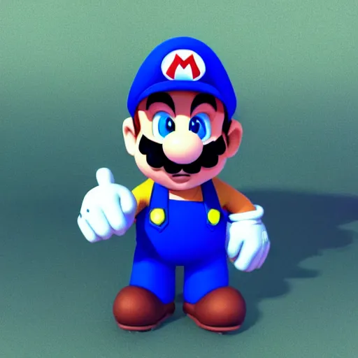 Image similar to super mario with cat face , 3d render , unreal engine