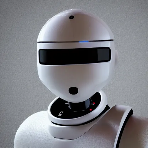 Image similar to a cool robot made from google the robot is like a human his head is black and his whole body is white and robot is made with plastic photo - realistic 4 k