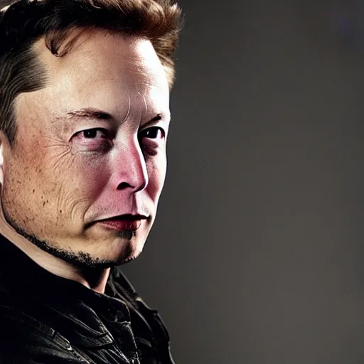 Prompt: elon musk in a rock album cover