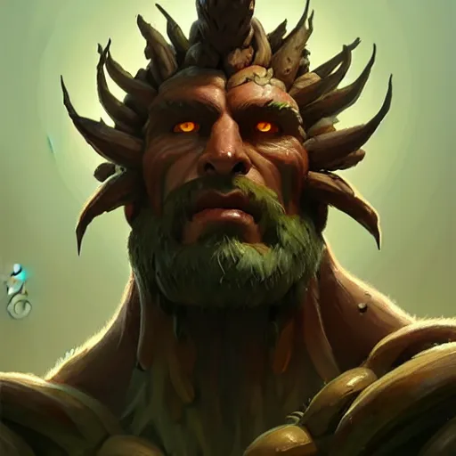 Prompt: a portrait ancient giant plant man, centered, wood bark skin, symmetry, front full view, artstation, orthographic, hd, 8 k, sharp high quality artwork by greg rutkowski, concept art, blizzard warcraft artwork, hearthstone card artwork