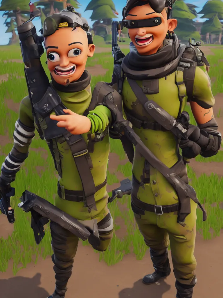 Image similar to lone fortnite character of anthropomorphic pickle with kind eyes and a derpy smile. wearing a flak jacket ammo bandolier cargo pants black combat boots. single fortnite design, unreal engine, highly detailed