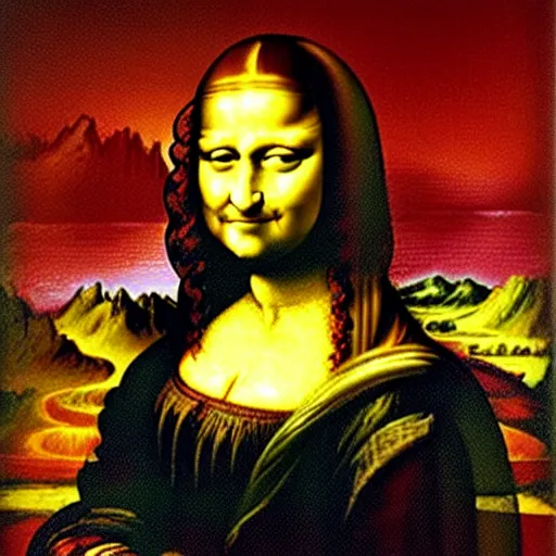 Image similar to Monalisa painted by Bob Ross