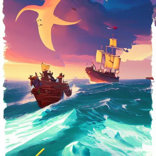 Image similar to painting treasure on sea of thieves game smooth median photoshop filter cutout vector, behance hd by jesper ejsing, by rhads, makoto shinkai and lois van baarle, ilya kuvshinov, rossdraws global illumination