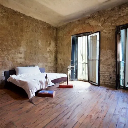 Image similar to bedroom completely filled with empty soda bottles