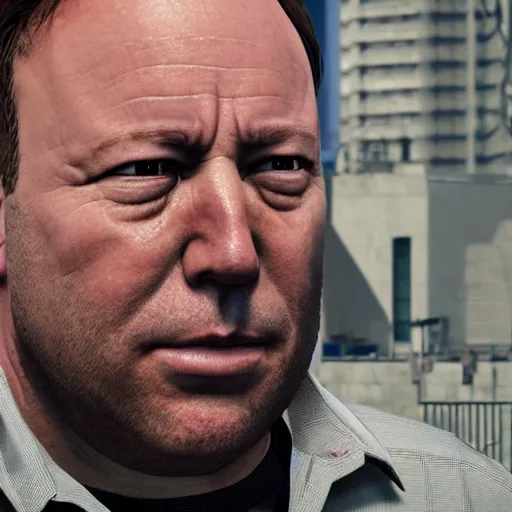 Prompt: hyperrealistic mixed media image of info wars alex jones crying in gta v, stunning 3 d render inspired art by xiang duan and thomas eakes and greg rutkowski, perfect facial symmetry, hyper realistic texture, realistic, highly detailed attributes and atmosphere, dim volumetric cinematic lighting, 8 k octane detailed render, post - processing, masterpiece,