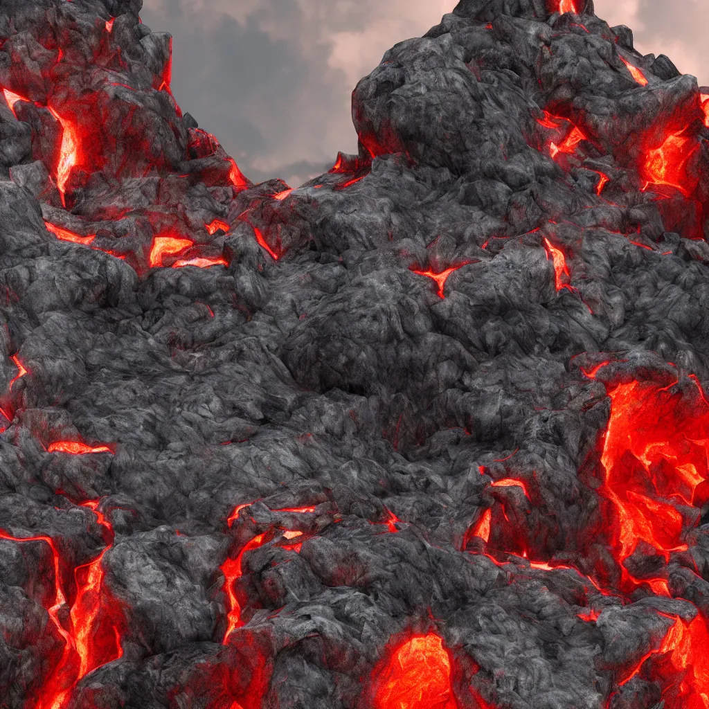 Prompt: satanic mountain goats 🐐 with glowing red eyes, on a sheer obsidian cliffside with lavaflow, lava waterfalls, photorealistic landscape render, octane render, vray, pools of lava, beautiful, ambient occlusion, particle effects, breaking ocean waves, light bloom, rtx, wide shot