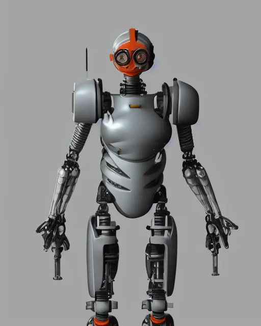 Image similar to full body 3d render of gordon freeman as a robot, studio lighting, white background, blender, trending on artstation, 8k, highly detailed