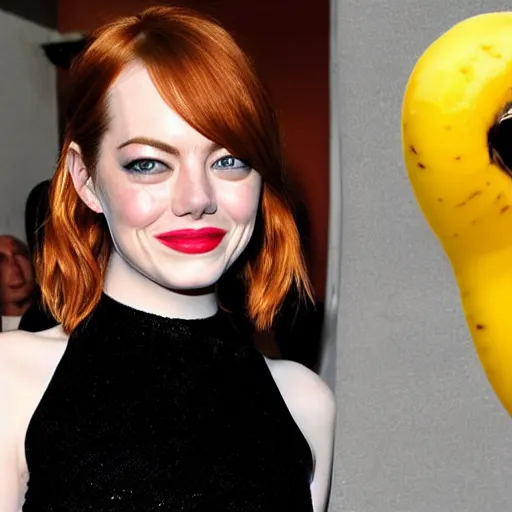 Prompt: emma stone as an anthropomorphic banana