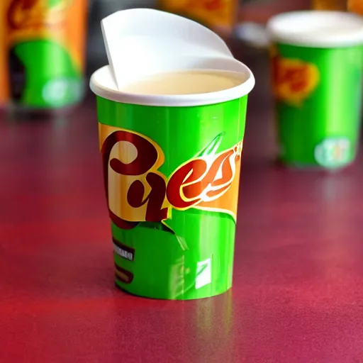 Prompt: Reeses cup dipped in Mtn Dew