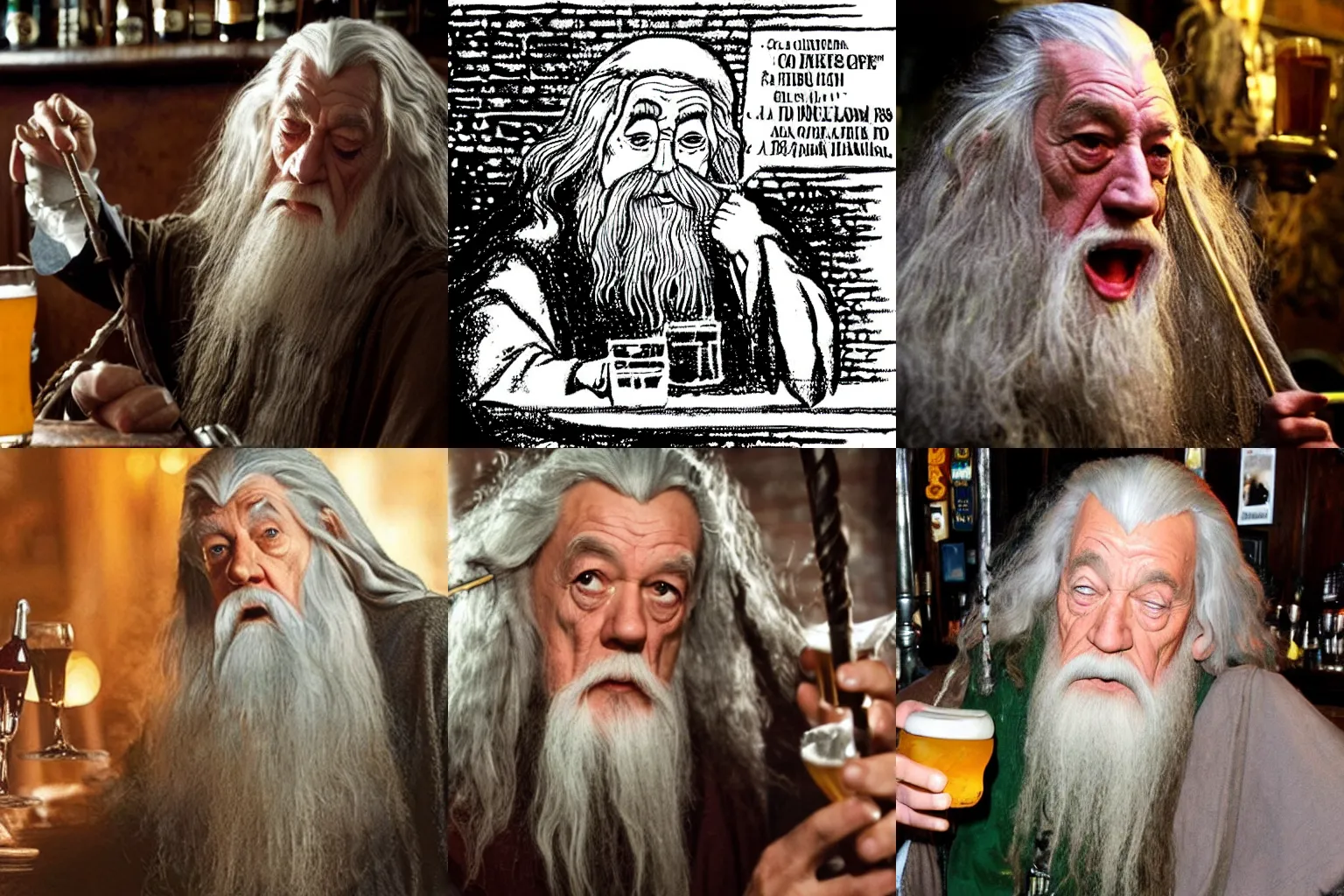 Prompt: gandalf getting super drunk in a irish pub