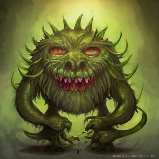 Image similar to plant monster, trending on art station, amber eyes and a smug smile