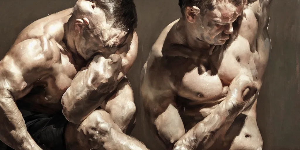 Image similar to highly detailed photography of a strong men hammering body parts, sharp focus, dramatic scene, dynamic lighting, elegant, harmony, masterpiece, by jenny saville, by ben aronson, by james jean, by craig mullins, by jeremy mann, by lucian freud, by kent williams, high quality