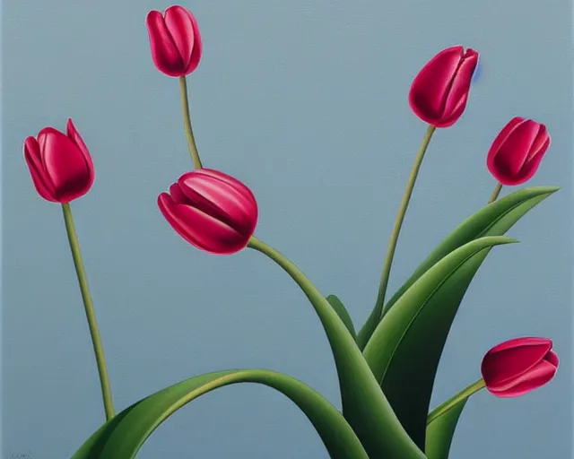 Prompt: the tulip, an ultrafine detailed painting by rafal olbinski, behance contest winner, pop surrealism, detailed painting, very detailed, minimalist, skeuomorphic, airbrush art