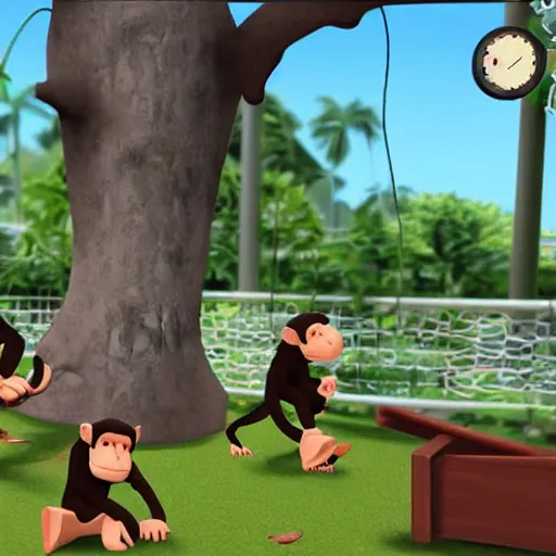 Image similar to realistic monkey simulation game, corporate are style