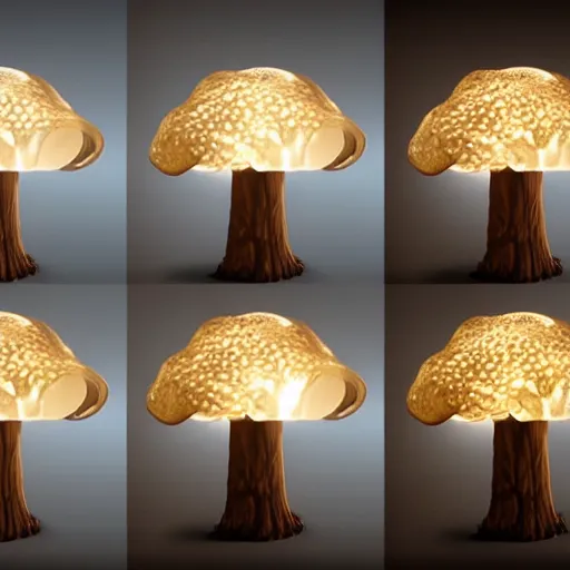 Prompt: mushroom lamp design, concept design