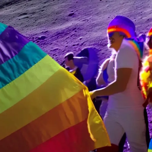 Prompt: lgbt pride parade on the moon 4k