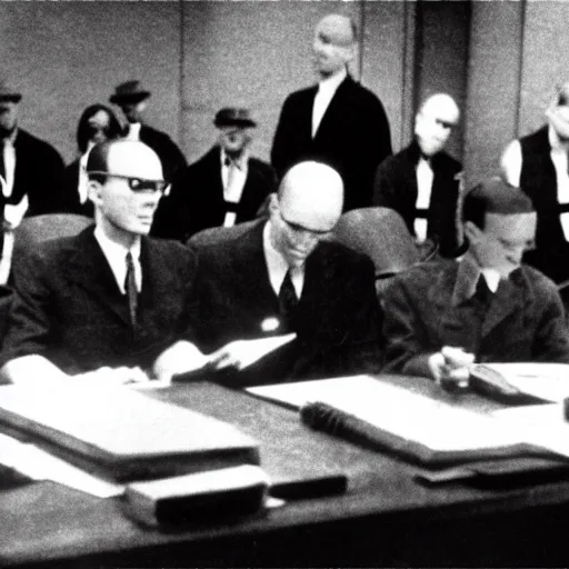 Prompt: Slenderman at the nuremberg trials