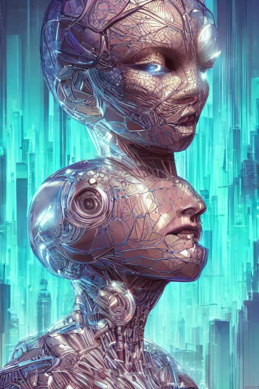 Image similar to the most amazing dream you ever had about beautiful woman transhumanism artificial intelligence singularity, hyper realistic, concept art, intricate, hyper detailed, smooth, jim lee, high contrast, neon, volumetric lighting, octane, raytrace, moebius, snowcrash