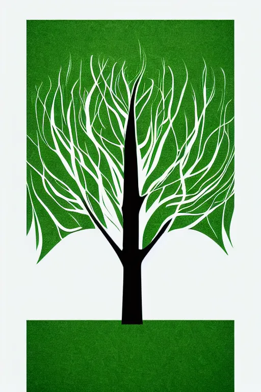 Image similar to minimalist boho style art of a tree with green leaves