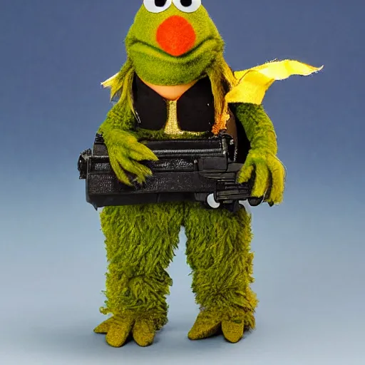 Image similar to Wonderful battle ready Muppets waiting for the war, 30mm photograph full body long shot