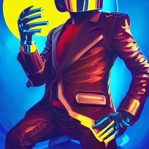 Image similar to Daft Punk, Video game character design , 2d game fanart behance hd by Jesper Ejsing, by RHADS, Makoto Shinkai and Lois van baarle, ilya kuvshinov, rossdraws global illumination