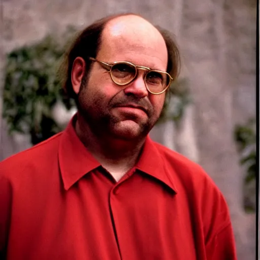 Image similar to colored photo of george costanza as in red communist clothing, 1 9 7 5 photo, 3 5 mm film, by steve mccurry