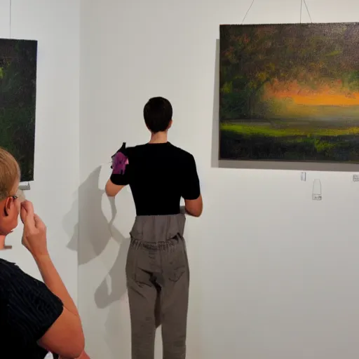 Prompt: person posing for a painting class, photograph, with canvas in foreground, evocative, beautiful, pretty, scene - w 1 0 0 0