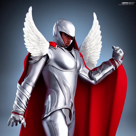 Prompt: cinematic full body shot of a male angel flying, white metallic armor, red cape, elegant pose, detailed arms, detailed white armor, two arms, two legs, detailed fanart, macro art, realistic digital art, DeviantArt, artstation, 3D realistic, 8k HD, octane render