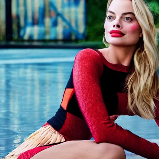 Image similar to margot robbie as a bottle full of liquid margot