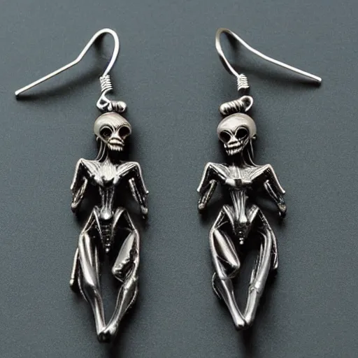 Image similar to h. r. giger alien woman earrings