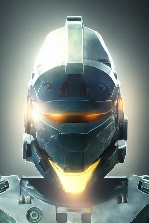 Image similar to robot ninja mask helmet halo master chief radiating a glowing aura global illumination ray tracing hdr fanart arstation by ian pesty and katarzyna da „ bek - chmiel