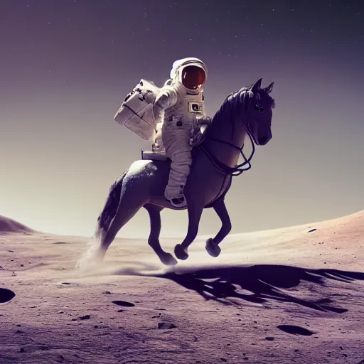 Prompt: professional photo of astronaut riding a horse on the moon, hyperrealistic masterpiece, trending on artstation, cgsociety, kodakchrome, golden ratio, cinematic, composition, beautiful lighting, hyper detailed, sharp focus, octane render, 4 k, unreal engine