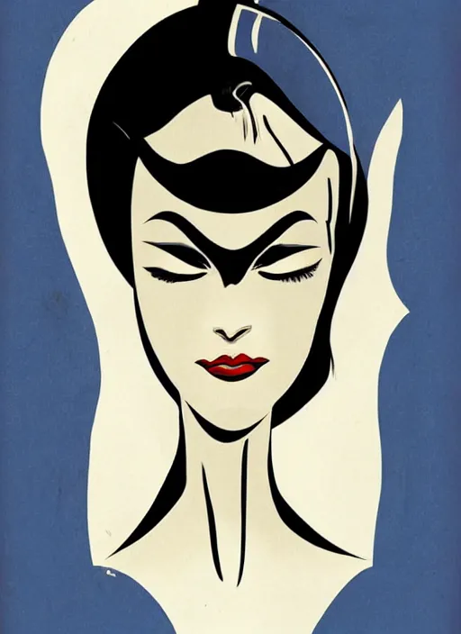 Prompt: beautiful female vampire, symmetrical face, by koson ohara, by darwyn cooke