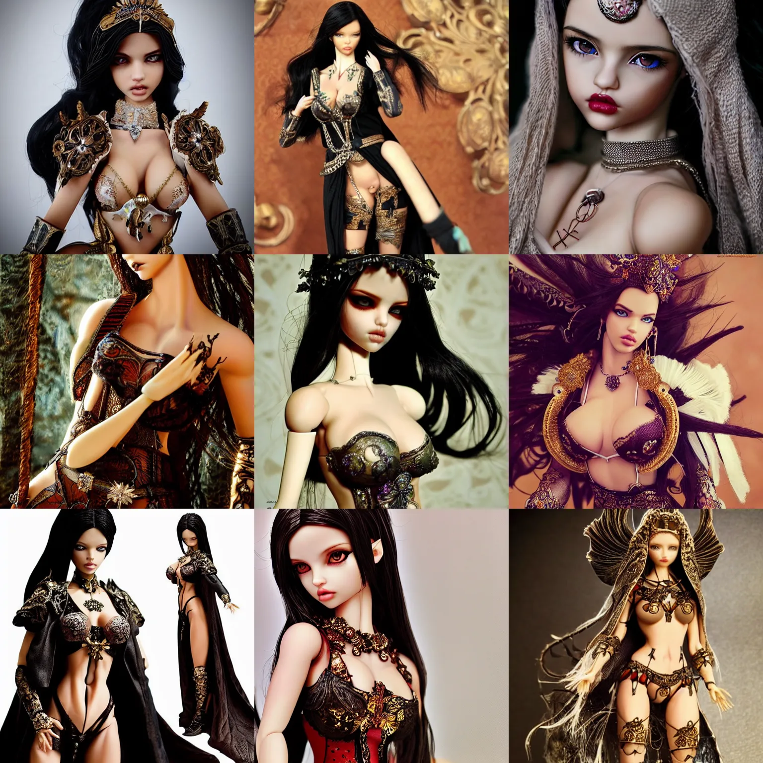 Prompt: adriana lima as an ornate bjd doll, clothed, artgerm, mucha,