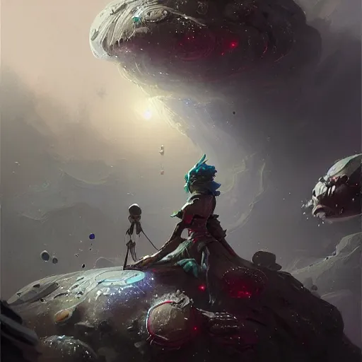 Image similar to cosmic bloobs, fantasy, highly detailed, digital painting, trending on artstation, concept art, sharp focus, illustration, art by greg rutkowski