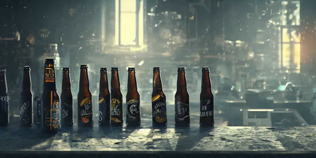 Image similar to bottles of beer, mugs of beer, diapers everywhere, dollar sign background, dim volumetric lighting, 8 k octane beautifully detailed render, post - processing, extremely hyper - detailed, intricate, epic composition, cinematic lighting, masterpiece, trending on artstation, detailed detailed detailed, masterpiece, stunning art, wonderful masterpiece, beautiful cinematic light