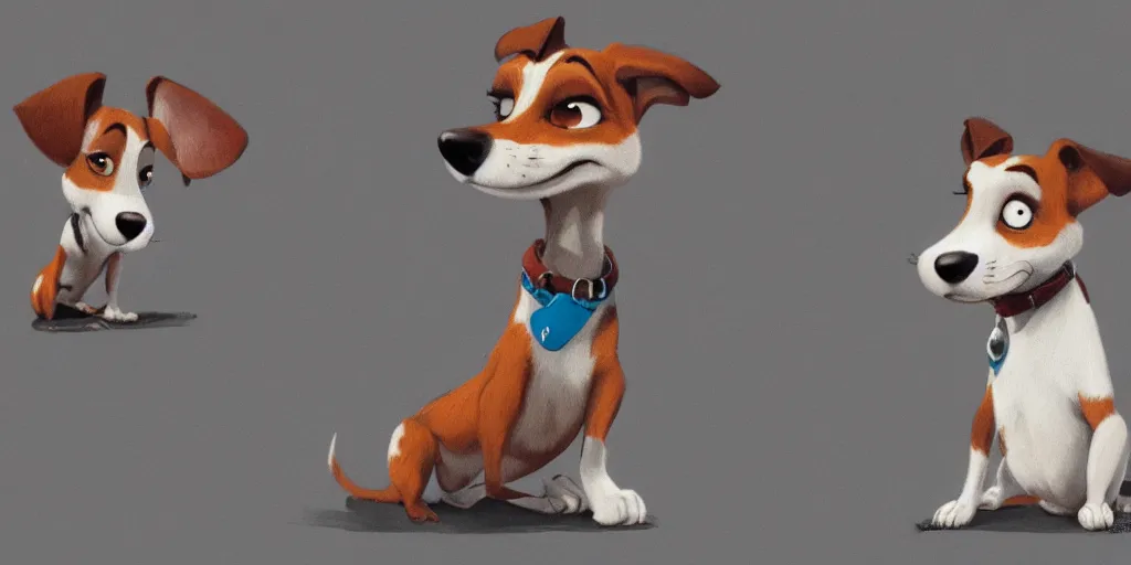 Prompt: jack russel terrier, portrait, character exploration, focus, highly detailed, zootopia concept art, illustration, sketch by cory loftis