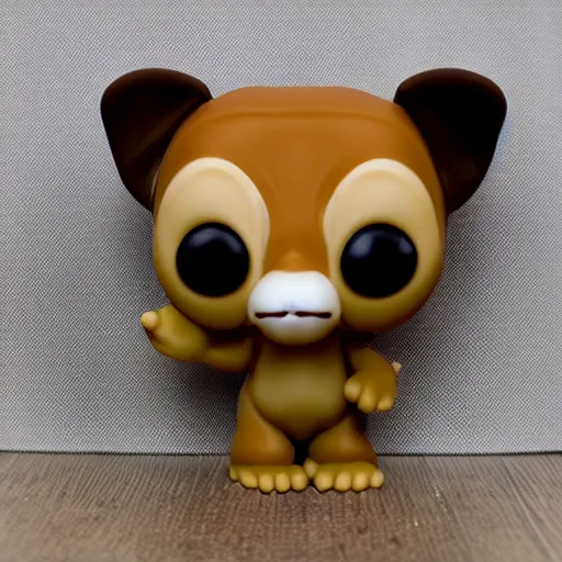 Image similar to gizmo the mogwai brown - white fur, big droopy ears big lips big shiny eyes funko pop