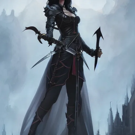 female human vampire witch in fantasy armor holding a | Stable ...