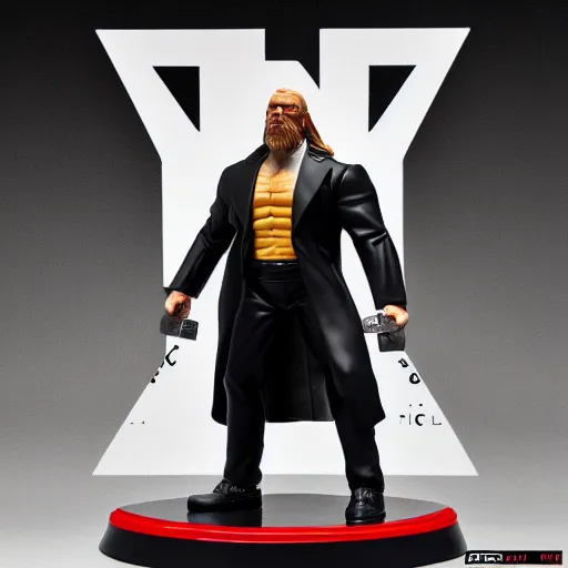 Image similar to Full body shot of a Triple H vinyl figure as a villain, white background, 3d, high quality, depth of field, high contrast, 8k, concept art, smooth, sharp focus, highly detailed