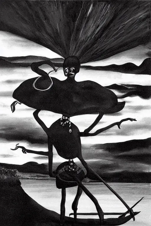 Prompt: lad river defender in the style of salvador dali