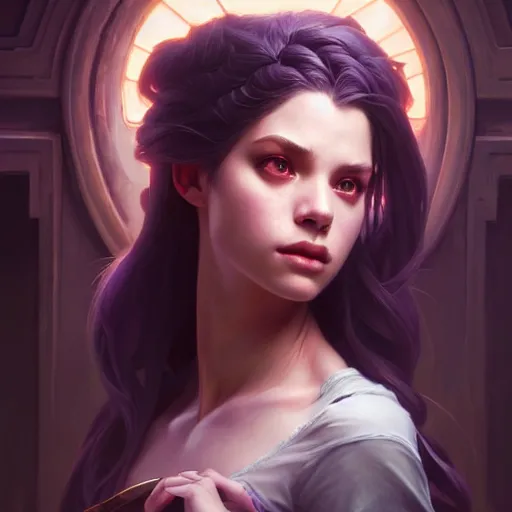 Prompt: portrait painting of zoe the aspect of twilight, league of legends, cute, ultra realistic, concept art, intricate details, eerie, highly detailed, photorealistic, octane render, 8 k, unreal engine. art by artgerm and greg rutkowski and charlie bowater and magali villeneuve and alphonse mucha