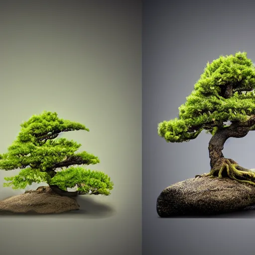 Prompt: a bottle with a bonsai inside, super realistic photo, realistic, trending on artstation, photo studio, professional photo, 8k