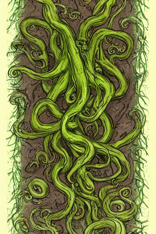 Image similar to ancient eldritch plant horror cthulhu, concept art, digital art, tarot card