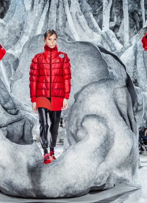 Prompt: hyperrealistic and heavy detailed moncler runway show of disney, leica sl 2 5 0 mm, vivid color, high quality, high textured, real life