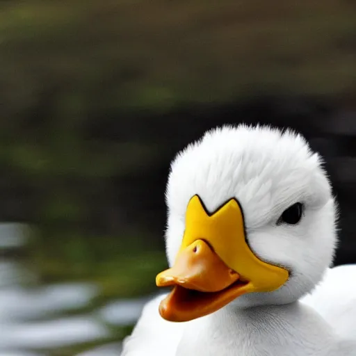Prompt: a duck with a human face