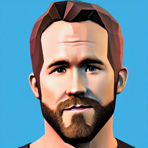 Image similar to low poly render of ryan reynolds